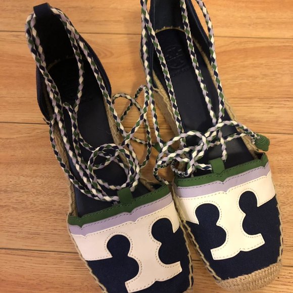 NEW TORY BURCH Women's shoes Ines leather platform espadrilles size7 - Picture 2 of 5